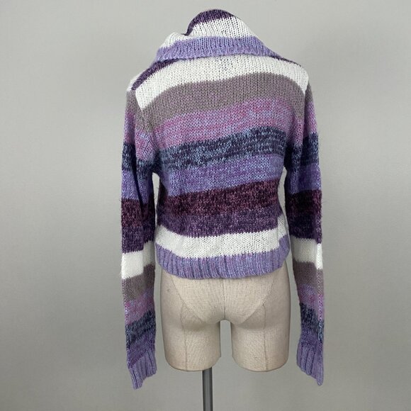 wet seal purple striped cropped sweater - Picture 2 of 3